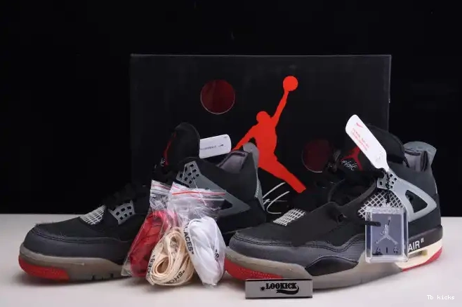 Reps TBK Jordan Retro x Off White CV9388-001 Air 4 Bred 0514